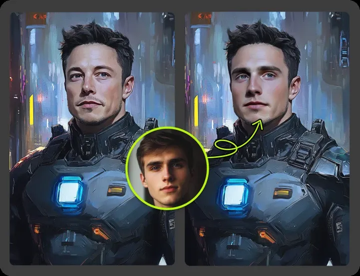 AI face swap creative example